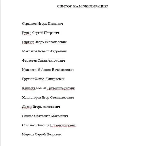 Список на мобилизацию