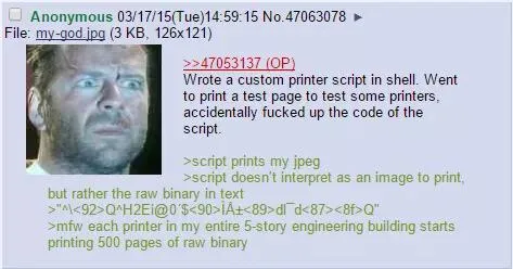 Printer Accidentally Prints Raw Binary