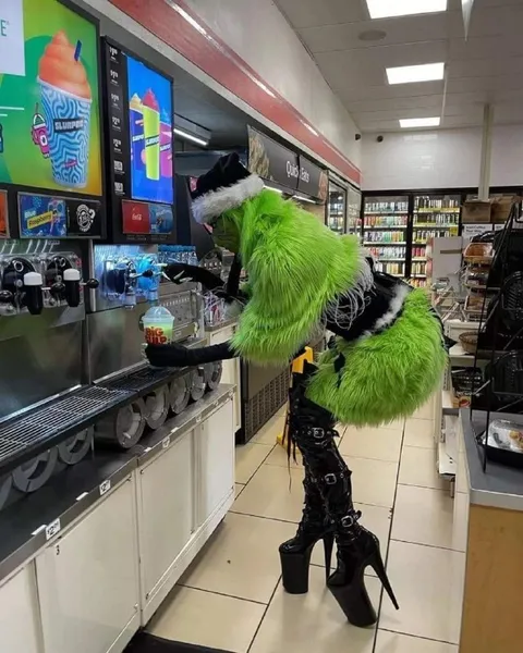 Goth Creature Gets a Slurpee