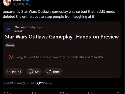 Star Wars Outlaws Post Removed