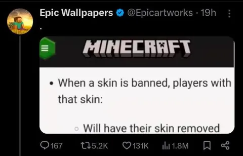 Minecraft Banned Skin Removed