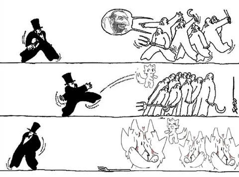 Кот против толпы в аду