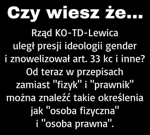 Presja ideologii gender w przepisach