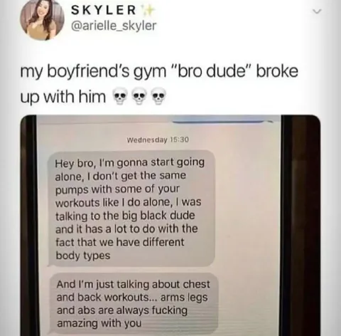 Gym Bro Breakup Text