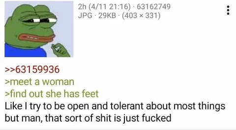 Woman Has Feet Greentext