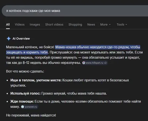 Котёнок ищет маму через ИИ