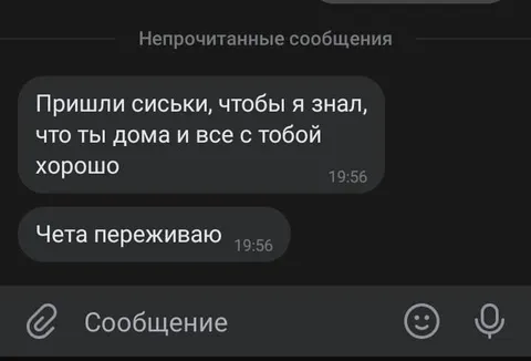 Пришли сиськи для спокойствия