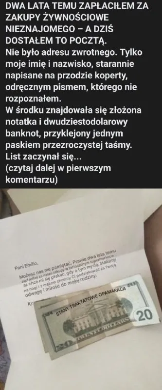Dwudziestodolarowy banknot pocztą