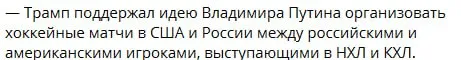 Трамп и Путин организуют хоккейные матчи