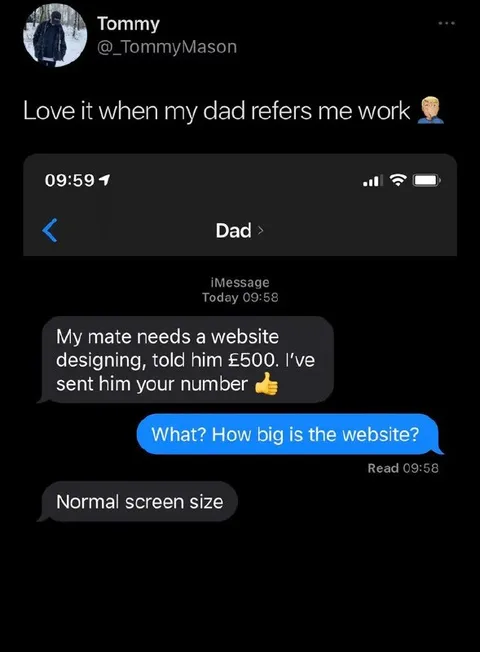 Dad Thinks Website Means Screen Size