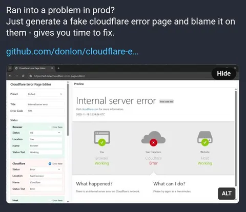 Fake Cloudflare Error in Production