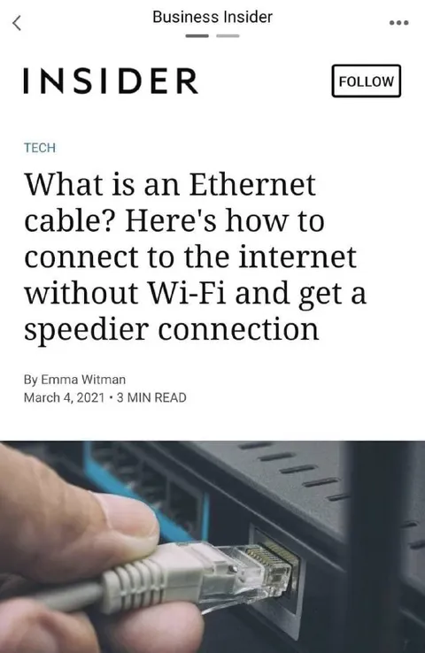Ethernet Cable Internet Connection