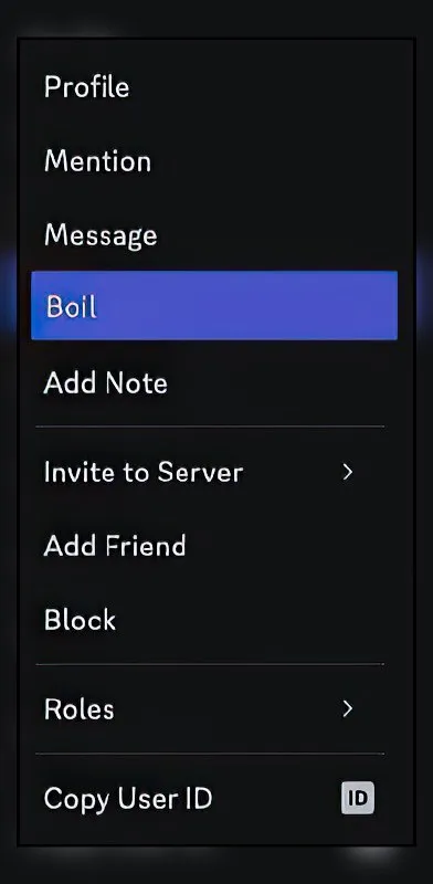 Discord Boil Menu