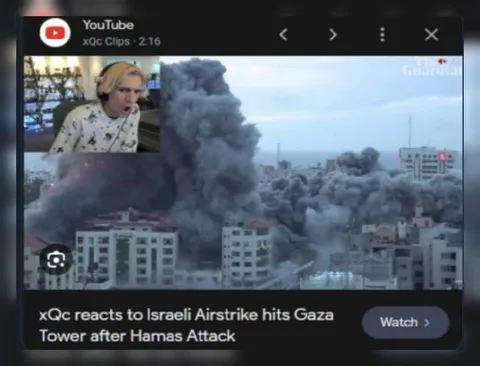 xQc Reacts to Gaza Airstrike