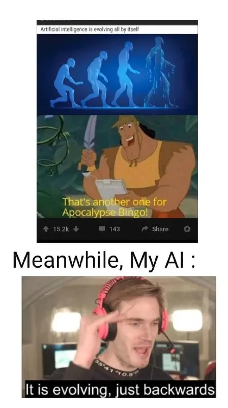 My AI Evolves Backwards
