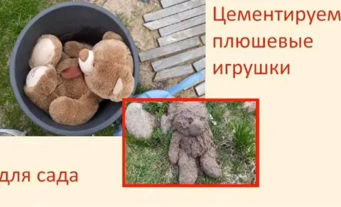 Цементируем плюшевые игрушки для сада