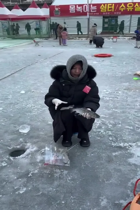 물고기를 놓친 얼음낚시