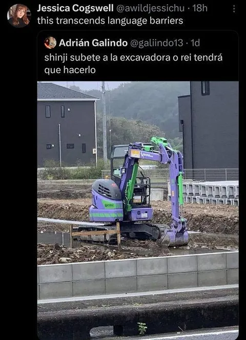 Shinji sube a la excavadora