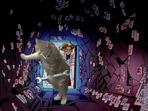 Кот танцует в космическом корабле