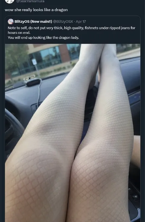 Fishnets Make Her Look Like a Dragon