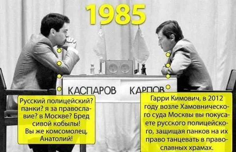 Каспаров и Карпов в 1985