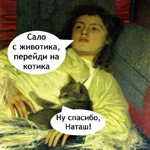 Сало с животика на котика