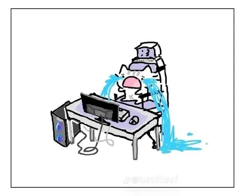 Плачущий игрок за компьютером