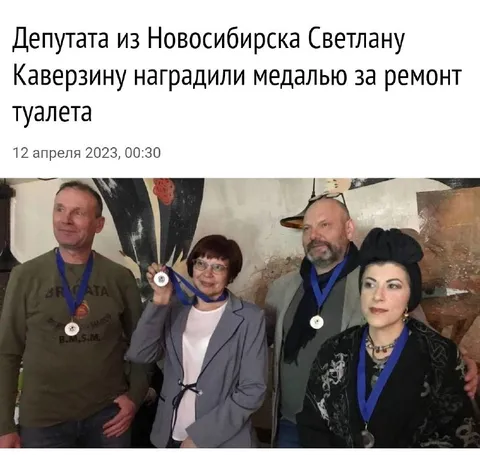Медаль за ремонт туалета