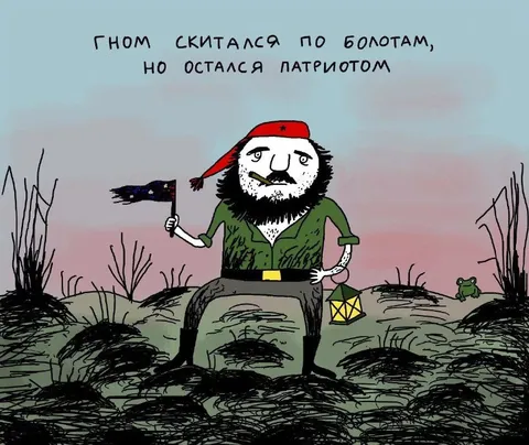 Гном-патриот на болоте