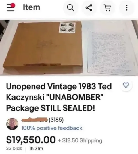 Unopened Unabomber Package Listing
