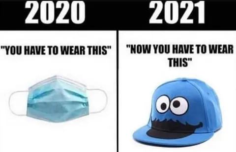 2020 Mask vs 2021 Cookie Monster Hat