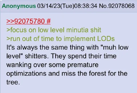 Low-Level Shitters Miss the Forest
