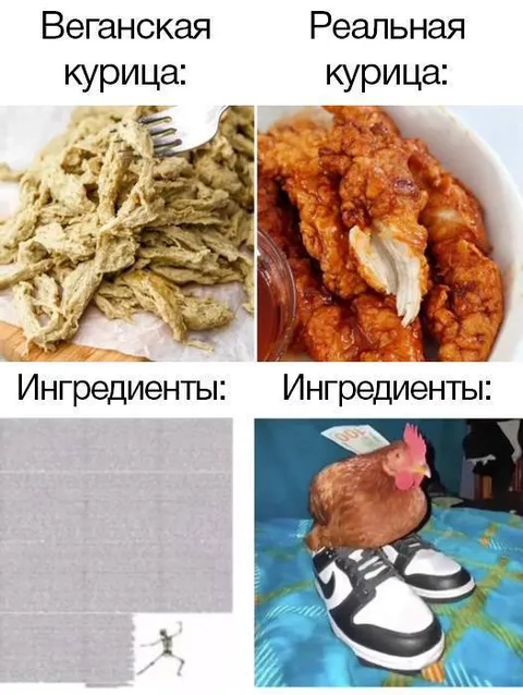 Веганская и реальная курица