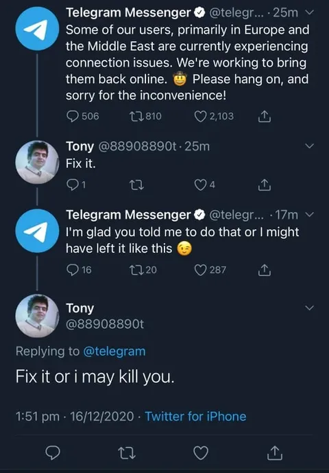 Telegram Fixes the Outage