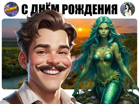 С днём рождения с русалкой