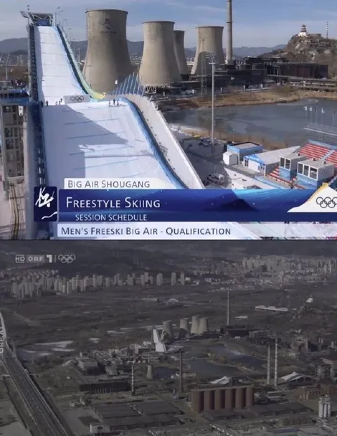 Ski Jumping Over a Power Plant