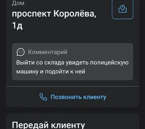 Полицейская машина вместо доставки