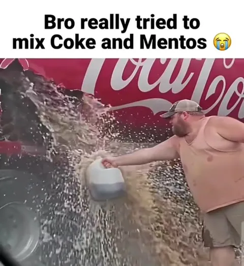 Bro mixes Coke and Mentos