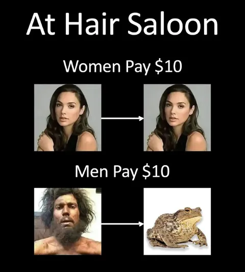 Men Pay Ten Dollars at Hair Salon