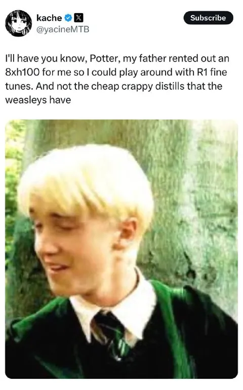 Draco Malfoy Brags About R1 Tunes