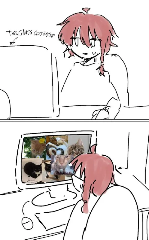 Anime Girl Cat-Filled Computer