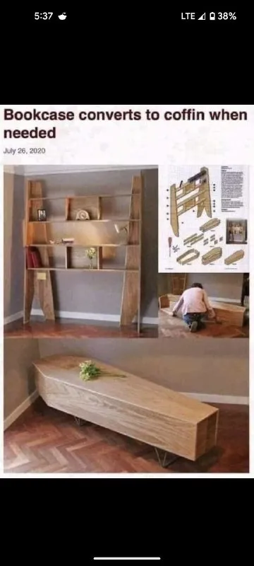 Bookcase Converts to Coffin