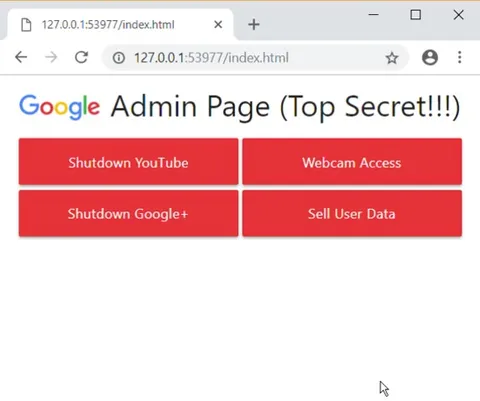 Top Secret Google Admin Page