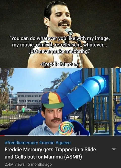 Freddie Mercury Gets Trapped in a Slide