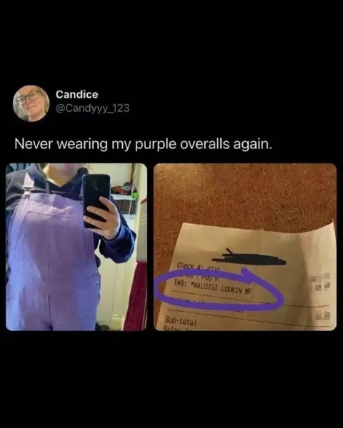 Purple Overalls Waluigi Roast