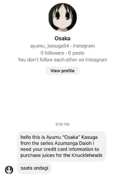Osaka Asks for Credit Card Info