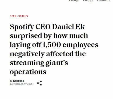 Spotify CEO Surprised by Layoffs