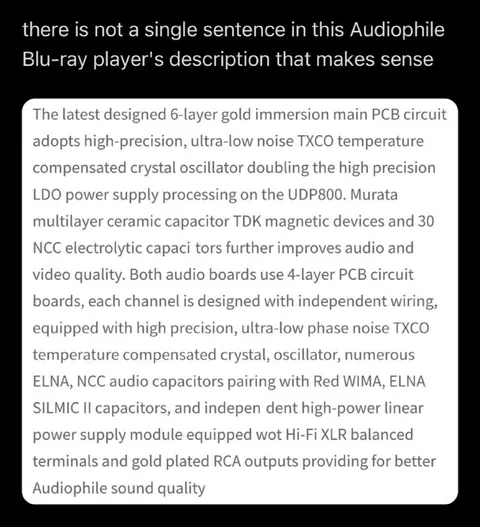 Audiophile Blu-ray Description Nonsense