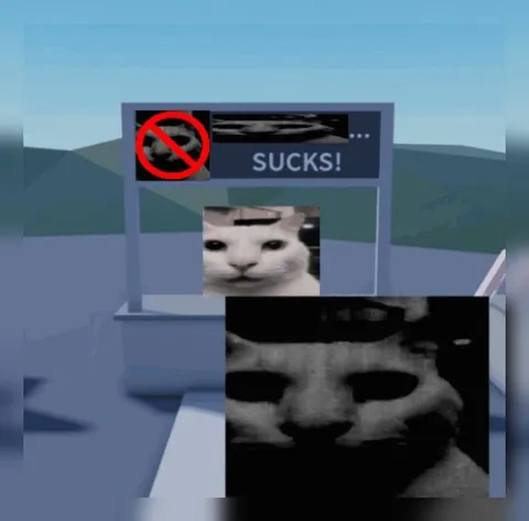 Creepy Cat Sucks Sign