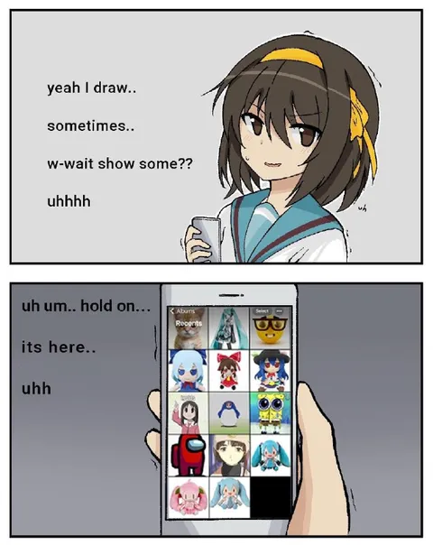 Anime Girl Hides Her Drawings